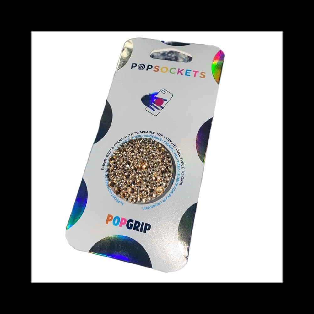 Gold Topaz Luxe Crystal PopSocket Phone Holder Grip New